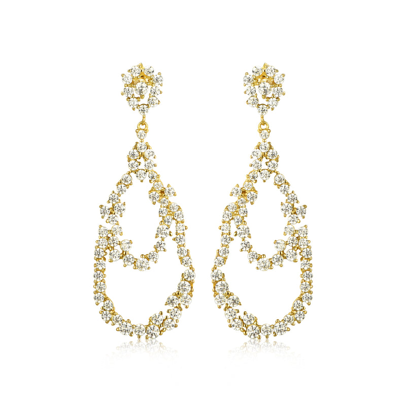 GOLD TEARDROP CZ HANGING EARRINGS