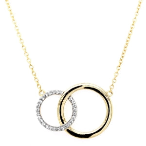 GOLD INTERLOCKING CZ ROUND PENDANT NECKLACE