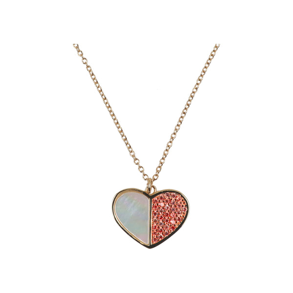 GOLD MOTHER OF PEARL HEART NECKLACE