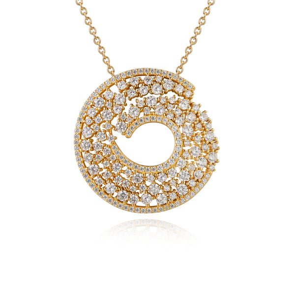 GOLD CZ ROUND PENDANT NECKLACE