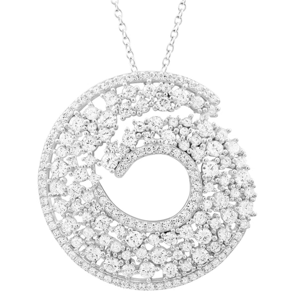 SILVER CZ ROUND PENDANT NECKLACE