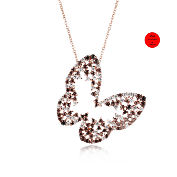 ROSE GOLD CZ BUTTEFLY PENDANT NECKLACE