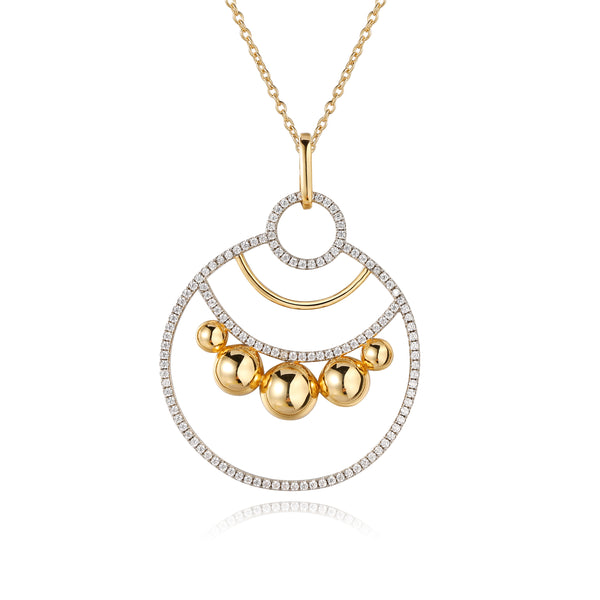 GOLD CZ ROUND PENDANT NECKLACE