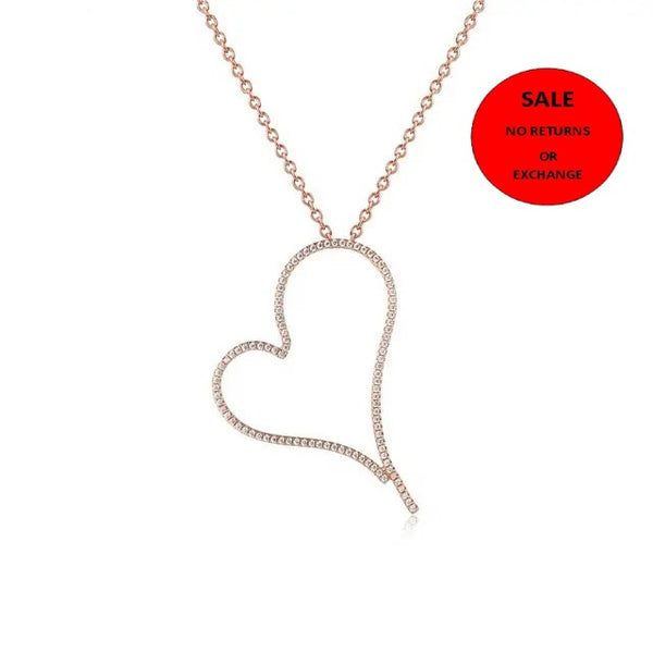 ROSE GOLD CZ HEART PENDANT NECKLACE