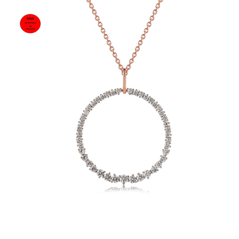 ROSE GOLD CZ ROUND PENDANT NECKLACE