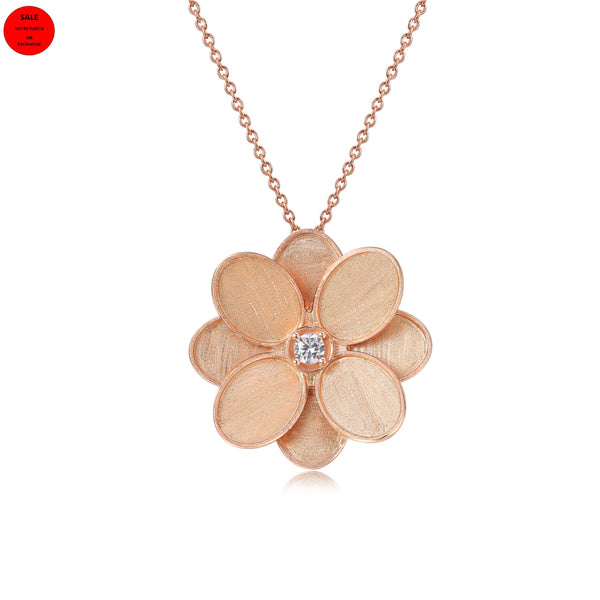 ROSE GOLD FROSTED FLOWER PENDANT NECKLACE