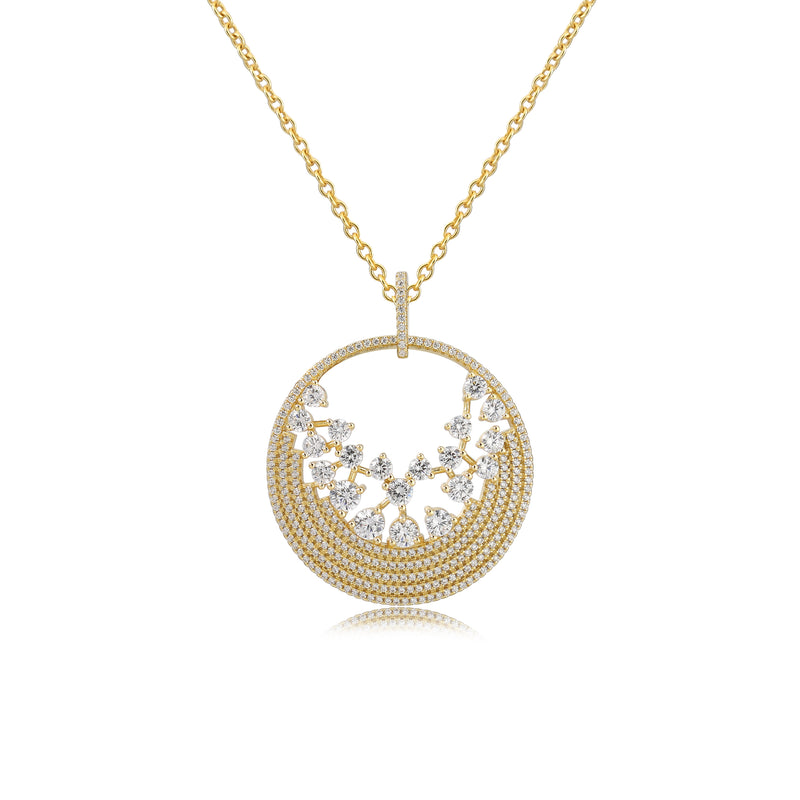 GOLD CZ ROUND PENDANT NECKLACE