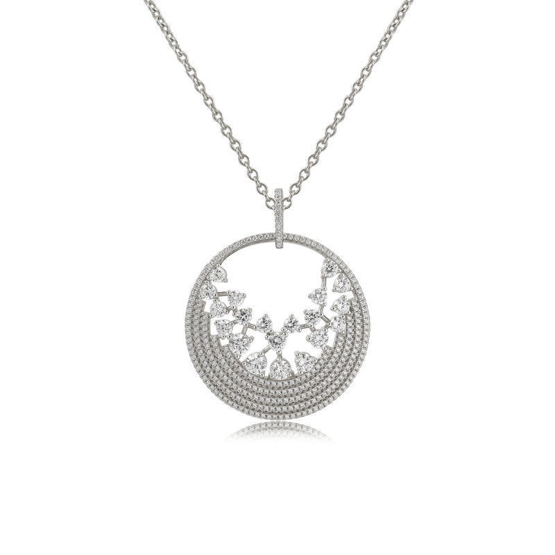 SILVER CZ ROUND PENDANT NECKLACE