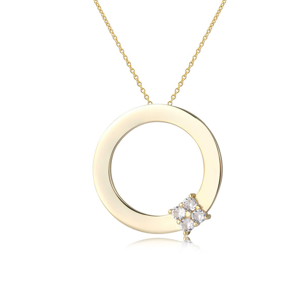 GOLD CZ CIRCLE PENDANT NECKLACE