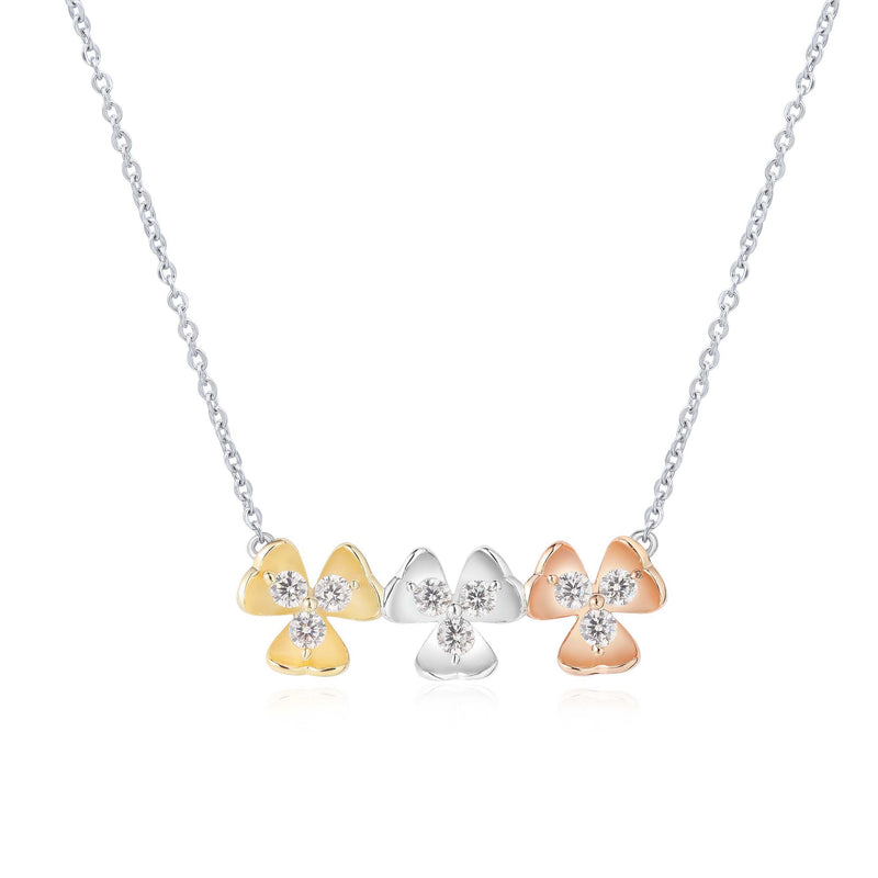 TRI COLOUR FLOWER BAR NECKLACE