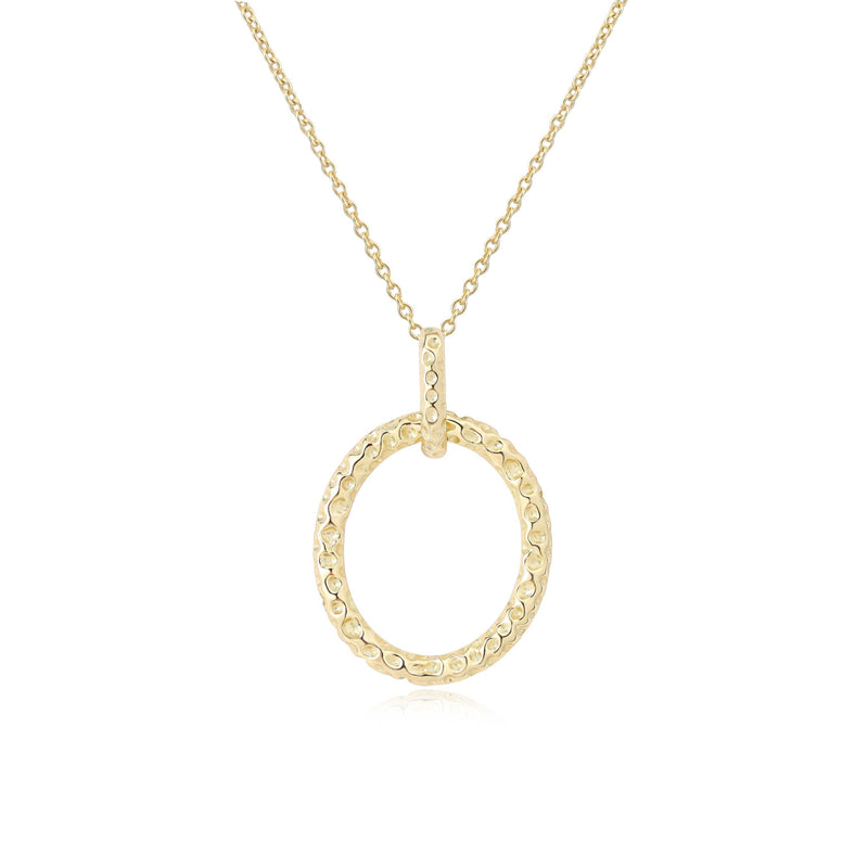 GOLD HAMMERED OVAL PENDANT NECKLACE