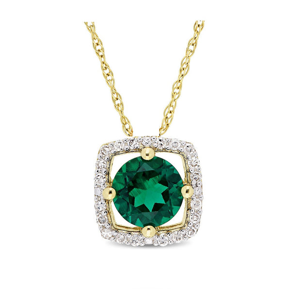 EMERALD SQUARE STONE PENDANT NECKLACE