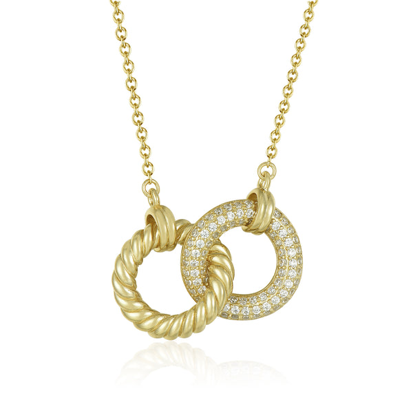 GOLD CZ INTERLOCKING PENDANT NECKLACE