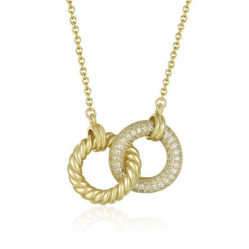 GOLD CZ INTERLOCKING PENDANT NECKLACE