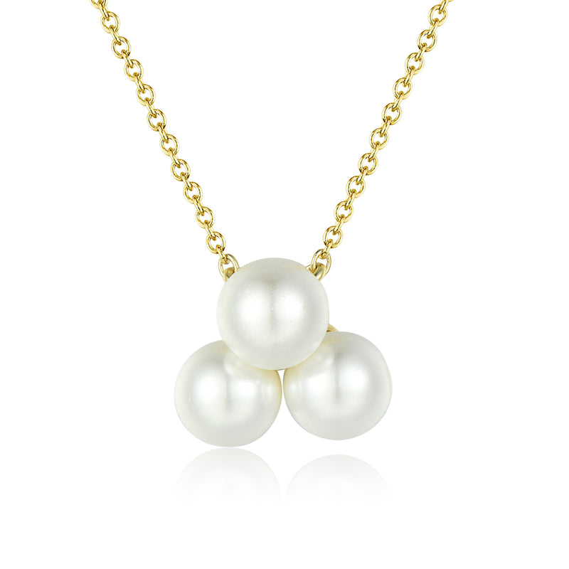 GOLD TRI PEARL PENDANT NECKLACE