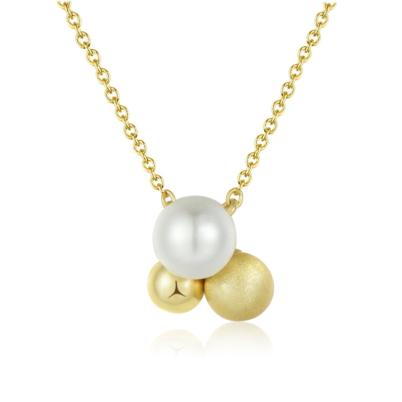 GOLD TRI BALL PENDANT NECKLACE