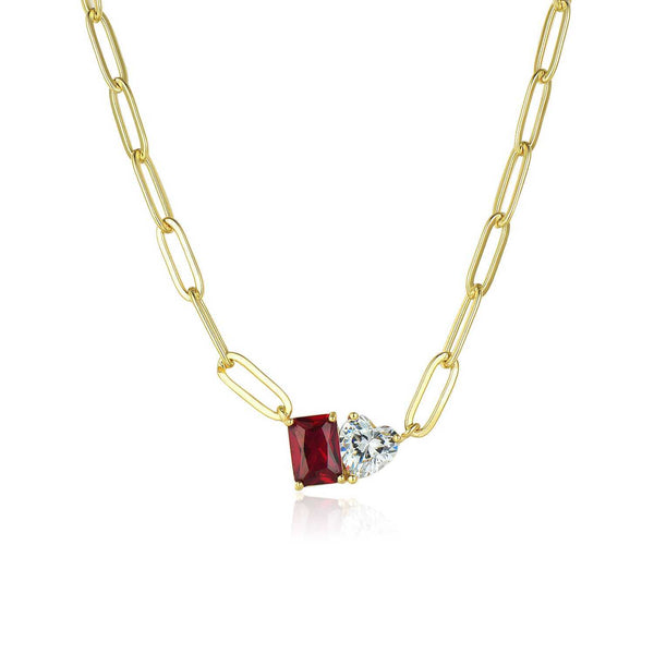 RUBY RECTANGULAR PAPERCLIP NECKLACE