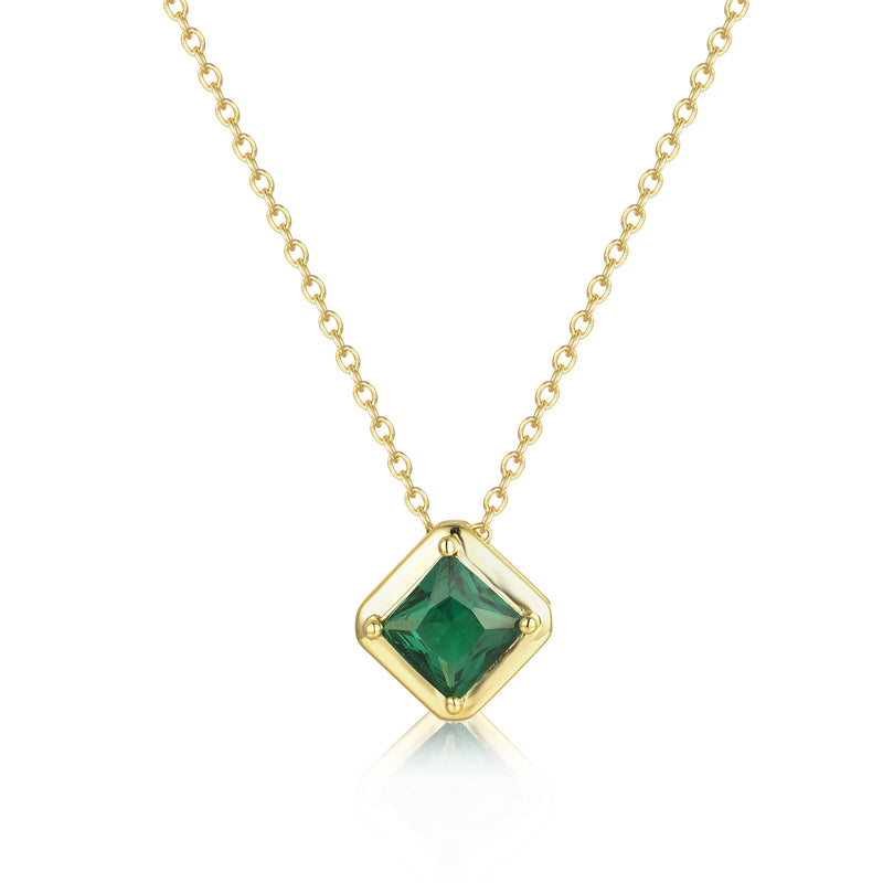 GOLD EMERALD SQUARE PENDANT NECKLACE