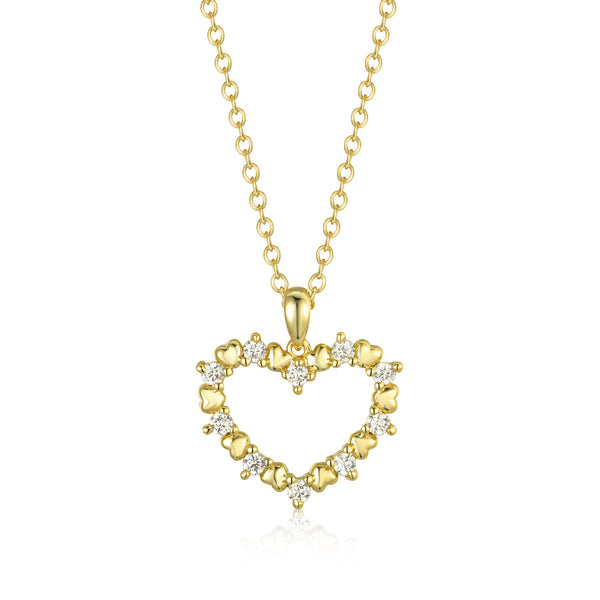 GOLD CZ HEART PENDANT NECKLACE