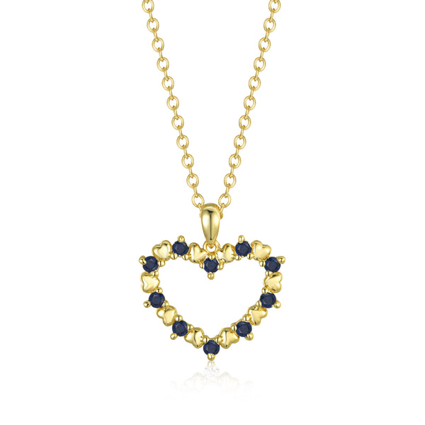 GOLD SAPPHIRE HEART PENDANT NECKLACE