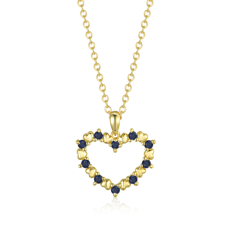 GOLD SAPPHIRE HEART PENDANT NECKLACE