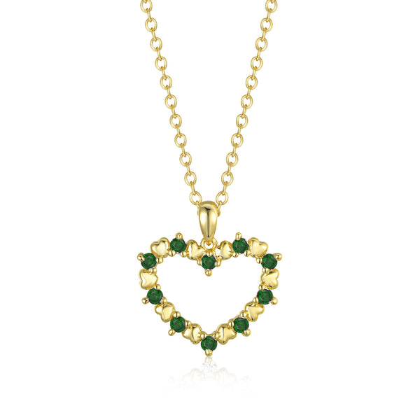 GOLD EMERALD HEART PENDANT NECKLACE