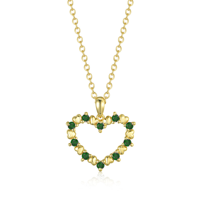 GOLD EMERALD HEART PENDANT NECKLACE