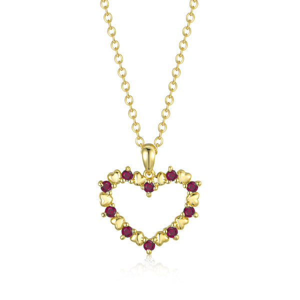 GOLD RUBY HEART PENDANT NECKLACE