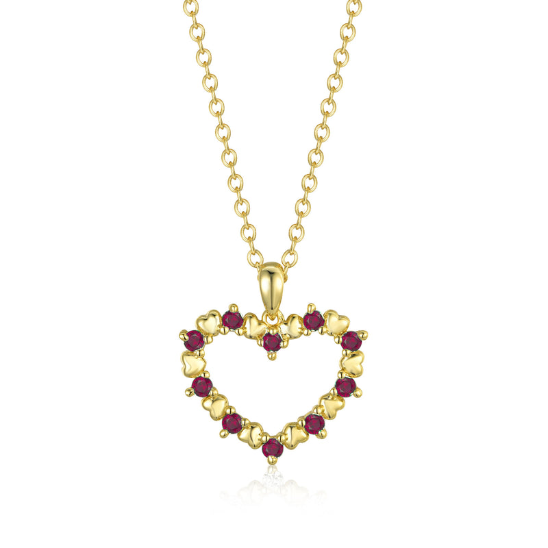 GOLD RUBY HEART PENDANT NECKLACE