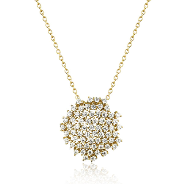 GOLD CZ ROUND PENDANT NECKLACE