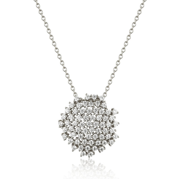 SILVER CZ ROUND PENDANT NECKLACE