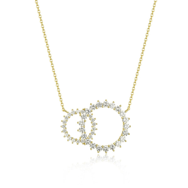 GOLD CZ INTERLOCKING PENDANT NECKLACE