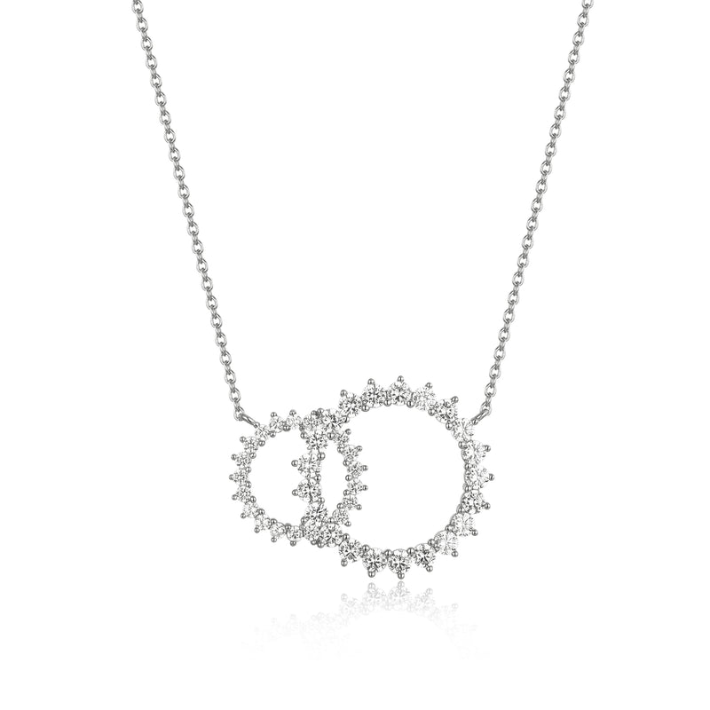 SILVER CZ INTERLOCKING PENDANT NECKLACE