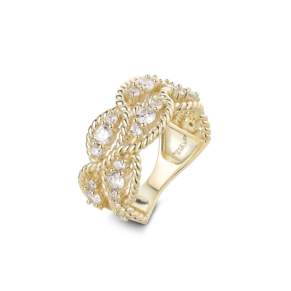 GOLD BRAIDED CZ RING