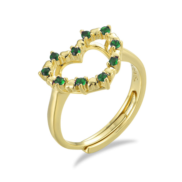 GOLD HEART EMERALD RING