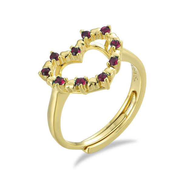 GOLD HEART RUBY RING