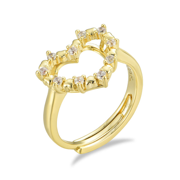 GOLD HEART CZ RING