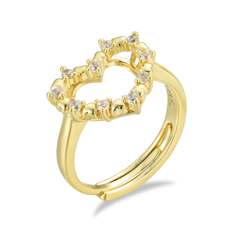 GOLD HEART CZ RING