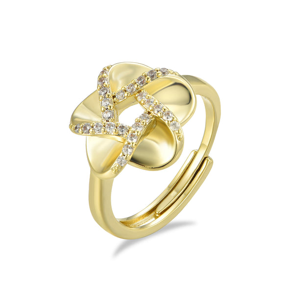 GOLD FLOWER CZ RING