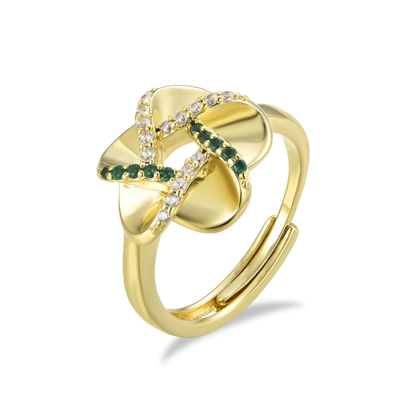 GOLD FLOWER EMEMRALD RING