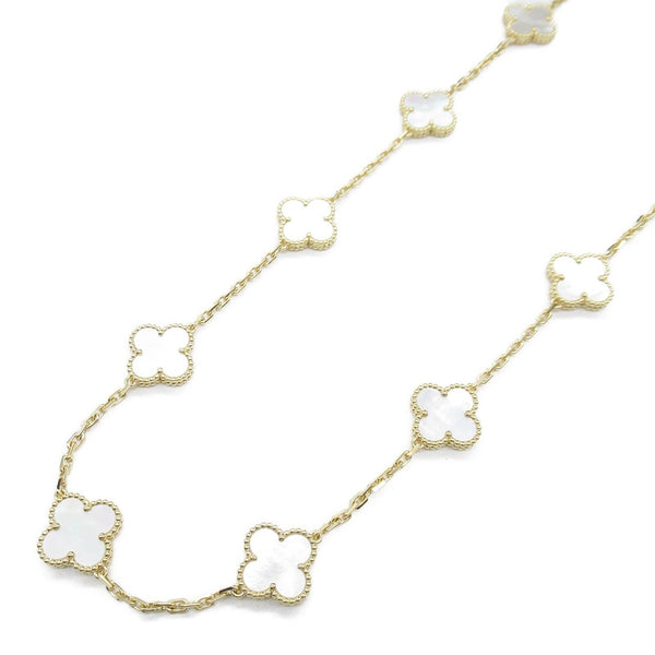 GOLD MOTHER OF PEARL CLOVER CHAIN NECKLACE